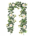 thumbnail image 1 of Guirnalda de flores artificiales de 1,9 m con rosas falsas de gypsophila, enredaderas de flores de seda para arcos de boda, fiestas, hogar, mesas, paredes y repisas, decoraciones realistas de plantas, 1 of 9