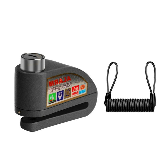 Bloqueo de alarma de freno de disco de rueda de motocicleta, bloqueo de disco de rueda para motocicleta Cuerda de recordatorio negra DYNWAVEMX bloqueo de disco de alarma