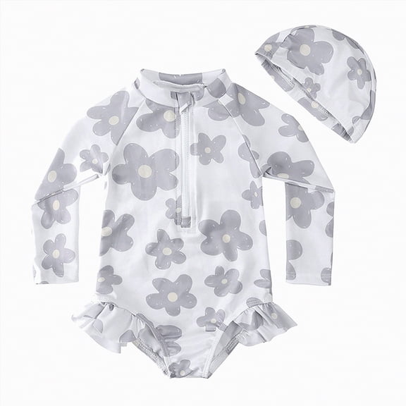 TOWED22 Baby/Toddler Girls Swimsuit Long Sleeve One-Piece Bathing Suit Rash Guard Purple,6-12 M