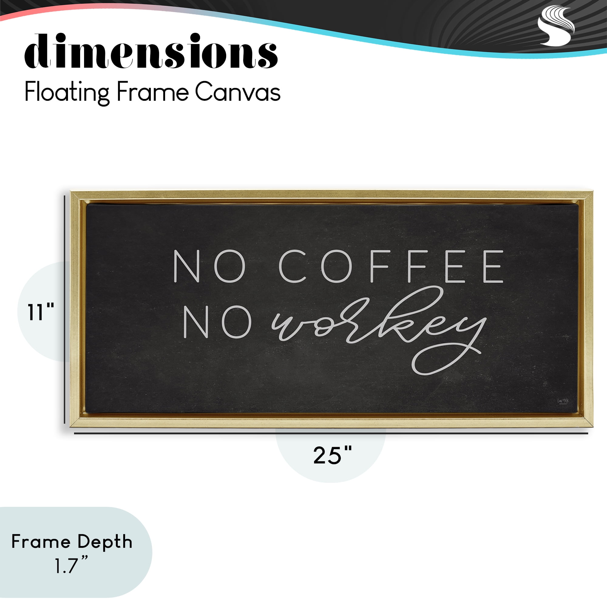 Stupell Industries Sassy No Coffee Quote Gold Framed Floater Canvas Wall Art, design by Lux + Me Designs