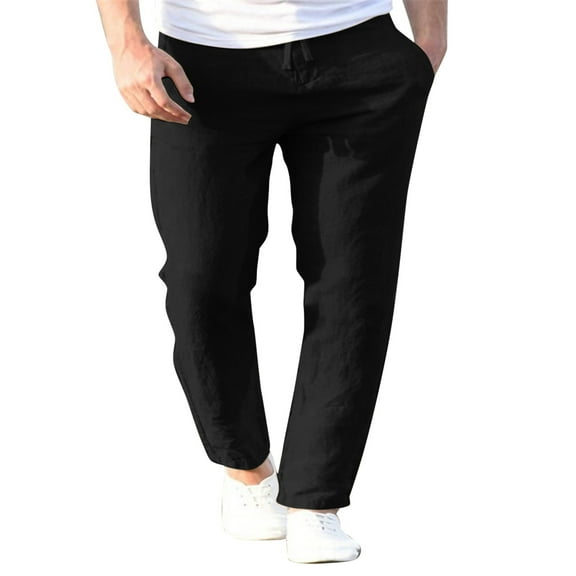 Running Pants Men Men Spring and Summer Pant Casual All Solid Color Painting Loose Plus Size Trouser Fashion Beach Pockets Pant Mens Pants Relaxed Fit Black L