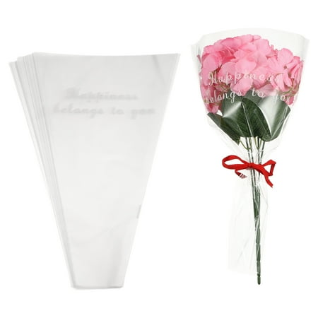 Uxcell Clear Flower Wrapping Bags, Transparent Flower Packaging Bag Waterproof Bouquet Sleeves with Letter - Fitting for (Florists/Floral Arrangements Supplies), 13x3.9x19.7 Inch & 50Pcs