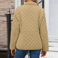 thumbnail image 7 of Lcziwo Women's Quilted Fall Jackets Full Zip Lapel Long Sleeve Outerwear Casual Loose Lightweight Winter Coats 2025 Khaki,M, 7 of 7