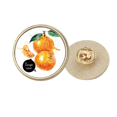 thumbnail image 1 of Tangerine frutos sabrosos Healthy acuarela Broche de oro metálico circular, 1 of 3