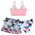 thumbnail image 2 of YONGHS Girl's 3Pcs Bikini Swimwear Adjustable Strap Crop Top with Cover Up Beach Skirt Pink 8-9, 2 of 3