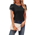 thumbnail image 1 of Bellella T-Shirt pour Femmes Col Rond Tops d'Été Manches Courtes Pull Tunique Décontractée Blouse Noire S, 1 of 5