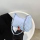 thumbnail image 4 of Bolso de cadena con cremallera para mujer para llevar con estilo debajo del brazo, talla única, bolso de hombro de felpa a cuadros azules, 4 of 8