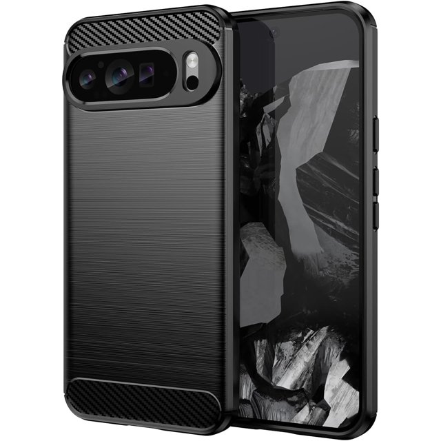 KOMI for Google Pixel 9 Case, Pixel 9 Pro Phone Case Flexible TPU Shock-Absorption Military Grade Drop Protection Slim Fit Phone Cover for Google Pixel 9/9 Pro Black