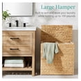 thumbnail image 2 of Large Double Laundry Hamper with Lid, Natural Handwoven Water Hyacinth, 2 Sections w/ 2 Machine Washable Linen Liner Bags, Portable, Handles - Natural, 2 of 7