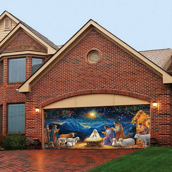 Christmas Garage Door Decorations Merry Christmas Garage Door Banner Cover Joy To The World Christmas for Xmas Holiday Party
