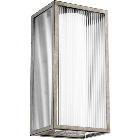 Quorum Lighting Maestro 3-Light LED Outdoor Wall Mount, Weathered Zinc, Frosted Shade, Clear Fluted Glass