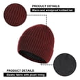 thumbnail image 3 of Cálido gorro de punto de invierno para mujer, guantes para pantalla táctil, conjunto de bufanda larga, gorro de calavera forrado de lana, bufanda de cuello para mujer y hombre, 3 of 5