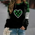thumbnail image 3 of Uootdi Plaid Love Heart Irish Saint Pattys Shamrock Long Sleeve Shirts for Women St Patricks Day Crewneck Sweatshirts Holiday Trendy Pullover Tops Gift, 3 of 5