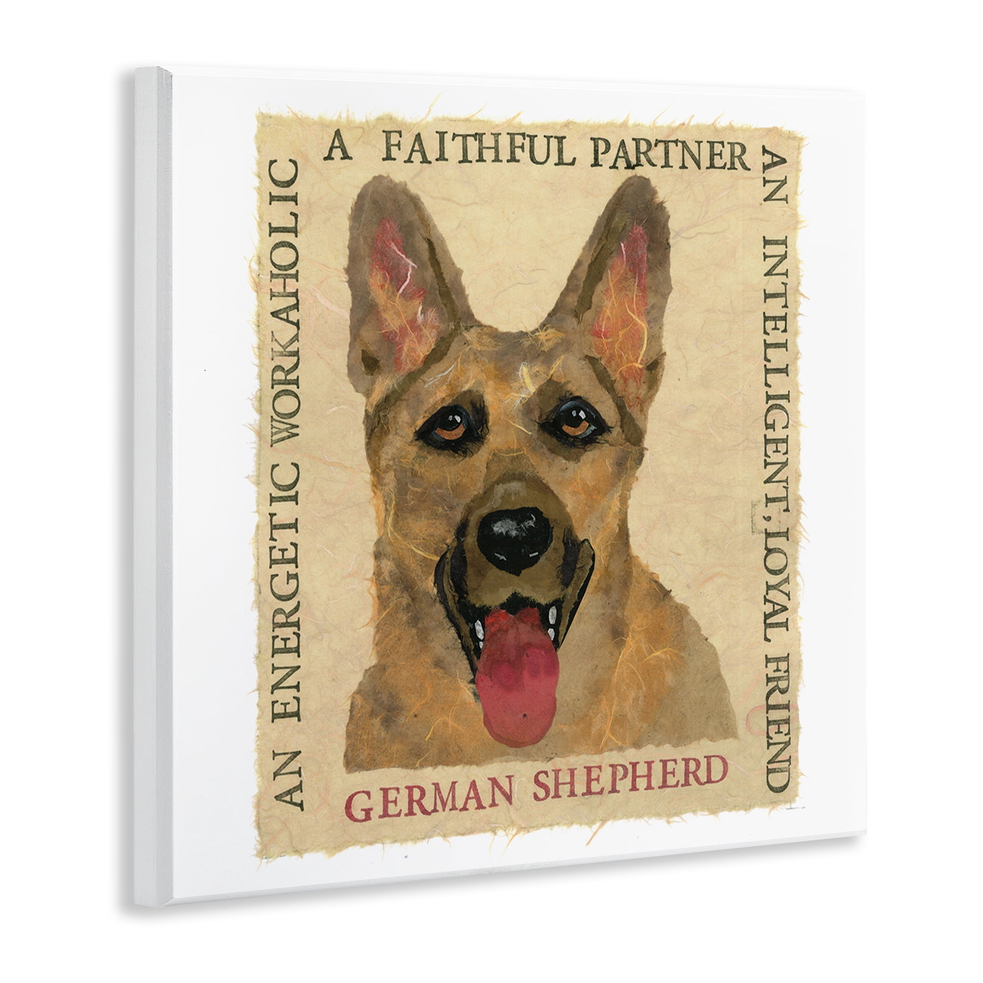 Stupell Industries Fun German Shepherd Phrases Animals Painting Unframed Art Print Wall Art, 12 x 12