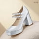 thumbnail image 5 of Zapatos IDIFU Mary Jane Silver Platform Chunky High Tacones para mujer, 5 of 6