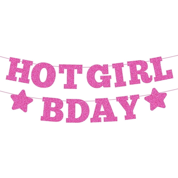 Funny Birthday Party Decorations, 18th 21st Birthday Decorationsfor Her, Sweet 16 Sign, 17 18 19 20 Gifts, Hot Girl Banner - Hot Pink Glitter