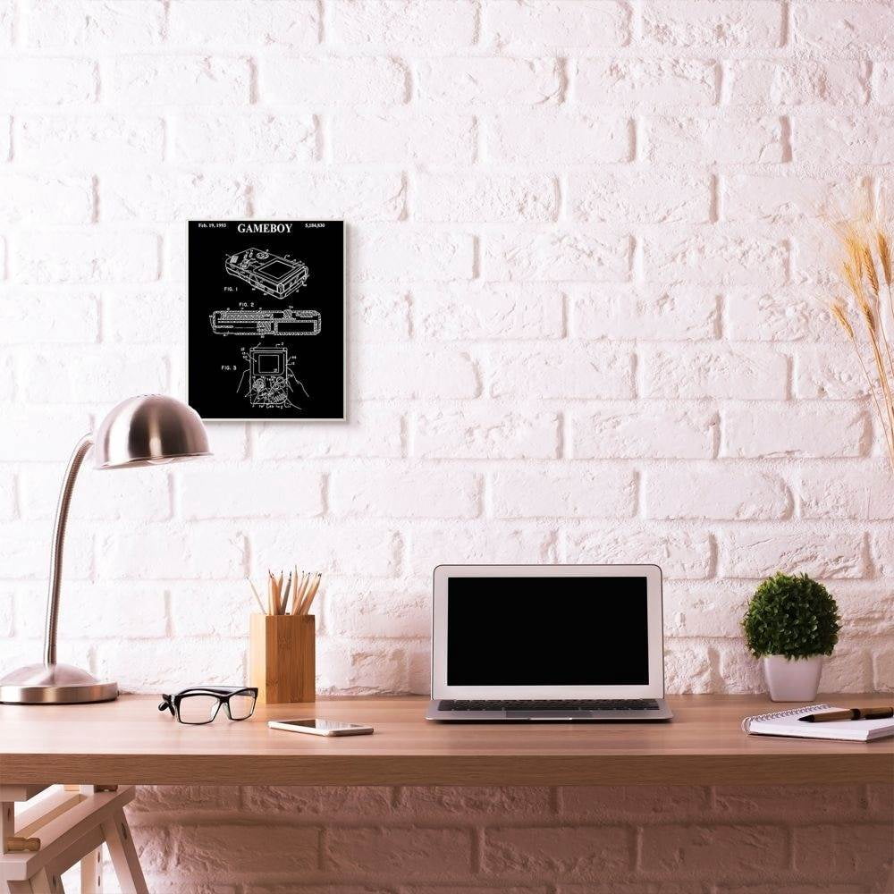 Stupell Industries Patent Gameboy Game Chart Black And White Design Wall Plaque Art by Daniel Sproul
