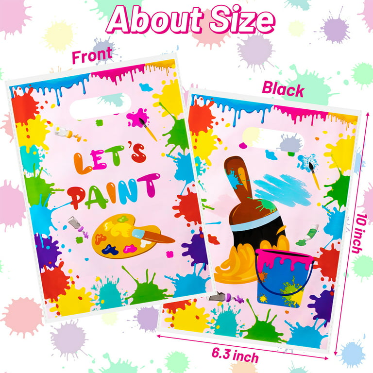 50Pcs Paint Art Party Favors Bags, Painting Goody Candy Treat Bags with  Handles Sip& Paint Party Decor Plastic Gifts Bags Birthday Snack Bags  Artist