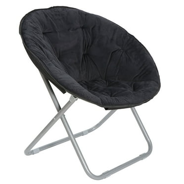 ChicCrest Black Oversized Saucer Soft Folding Chair  Moon Chair - for Living Room, Bedroom etc., 242 lbs Capacity, No Assembly, Comfortable & Portable