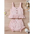 thumbnail image 2 of hirigin Baby Girl Vest Tops, Shorts Suit, Sleeveless U Neck Blouse Casual Buttons Summer Pants, 2 of 9
