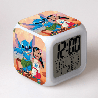 HANNTAOO LED Alarm Clock Stitch Pattern Creative Desk Table Clock Glowing Electronic Colorful Digital Clock for Unisex Adults Girl Boy Kids Children Toy Birthday Present Gift HTNL#244