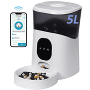 WiFi Automatic Pet Feeder with 10s Voice Recording - 5L Food Dispenser for Cats and Dogs, Customizable Schedule up to 12 Portions for 10 Meals Daily