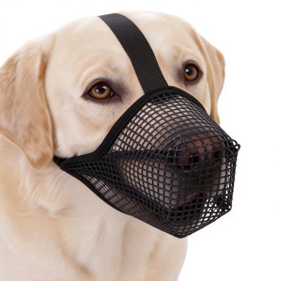 Dog Muzzle, Patented Soft Mesh Muzzle for Small, Medium & Large Dogs, Prevents Chewing, Biting, Licking & Eating, Allows Panting & Drinking