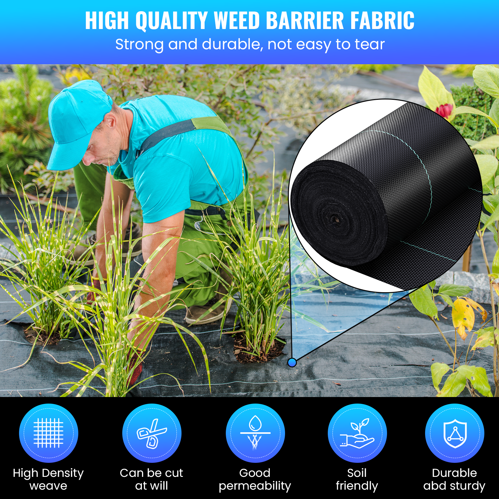 Driveway Fabric 6x300 ft, 2.4oz Heavy Duty Commercial Road Fabric, Landscape Fabric for French Drain, Erosion Control & Construction Projects