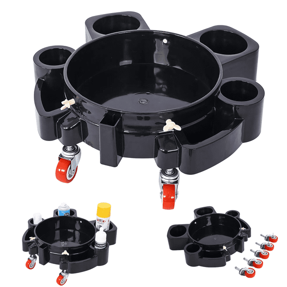 Bucket Dolly with Wheels,5 Gallon Rolling Bucket Dolly with 5 Swivel Casters, Removable Bucket Base for Car Wash & Auto Detailing