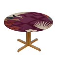 thumbnail image 3 of JEUXUS Red-Crowned Crane Traditional Flower Elastic Fitted Edged Round Tablecloth Fade Resistant Anti-Shrink Table Cloth Washable Table Cover for Indoor or Outdoor and Anywhere You Wanna use it,, 3 of 7
