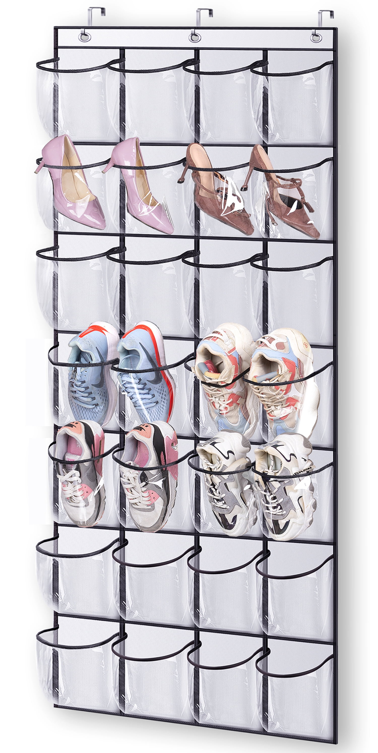 White MISSLO Over the Door Organiser 24 Large Mesh Pockets for Shoes and Accessories 