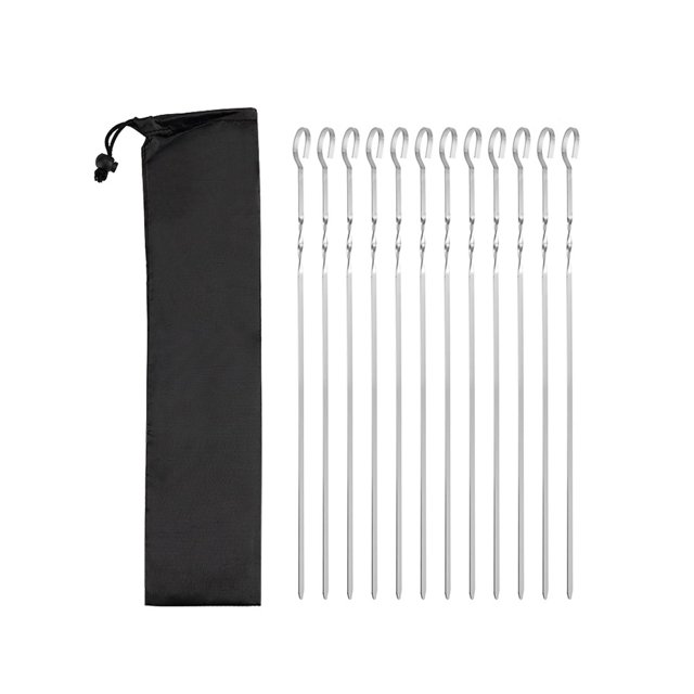 Brochetas de acero inoxidable Zulema 12 Uds Kabob Shish Kebab 15 pulgadas