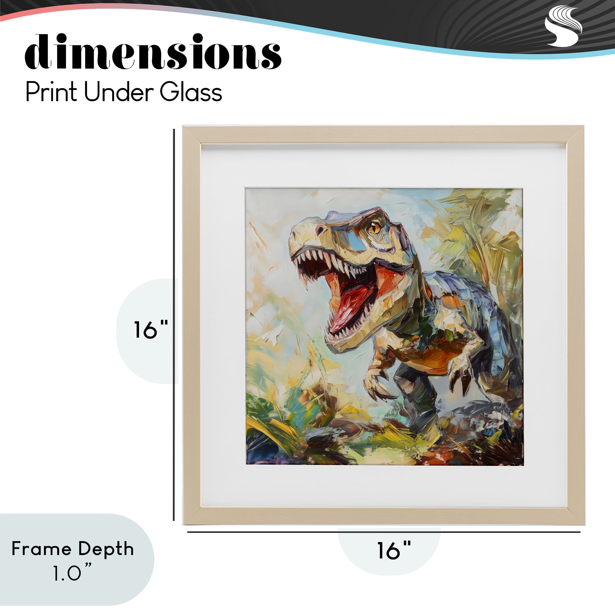 Stupell Industries Enchanting T-Rex Roar Birch Framed Print Under Glass, design by Creative Studio