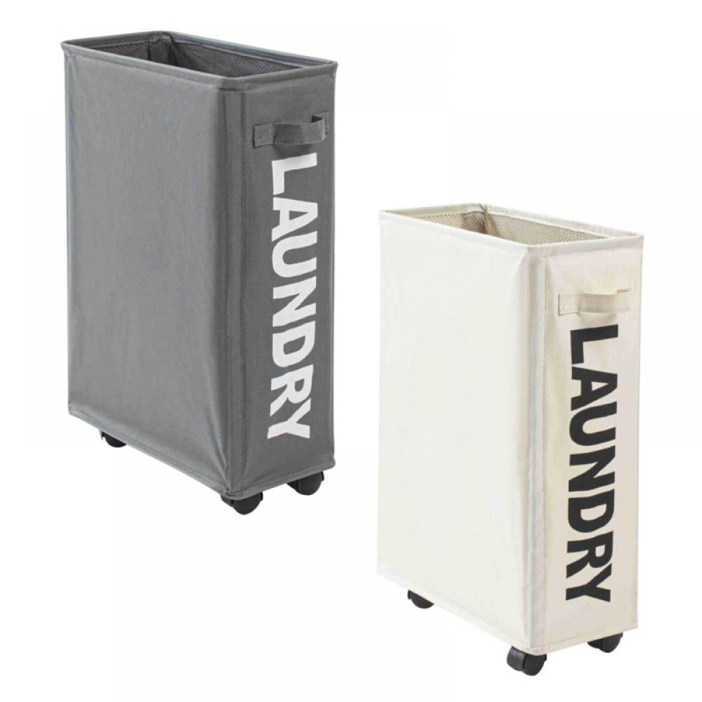Patgoal Slim Canvas Rolling Laundry Hamper, Dark Gray