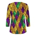 thumbnail image 5 of Gamivast Women Carnival Shirt Plus Size 3/4 Sleeve V Neck Sequin Mardi Gras Tops Casual Loose Button Tunic Blouses Happy Mardi Gras Day T-Shirt, 5 of 6