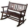 thumbnail image 6 of Outdoor Wood Rocking Bench: Rustic Brown Double Rocker for 2 with Ample Curved Seat, 6 of 12