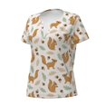 thumbnail image 3 of Wukai Squirrel And Leaves Casual V-Neck Graphic Tees for Women: Lightweight and Breathable Summer Tops with Stylish Design-Small, 3 of 8