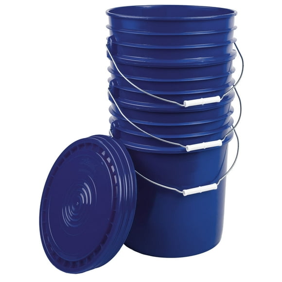 Hudson Exchange - 5Dm+5Lhv-Bl-3 Premium 5 Gallon Bucket With Lid, Hdpe, Blue, 3 Pack