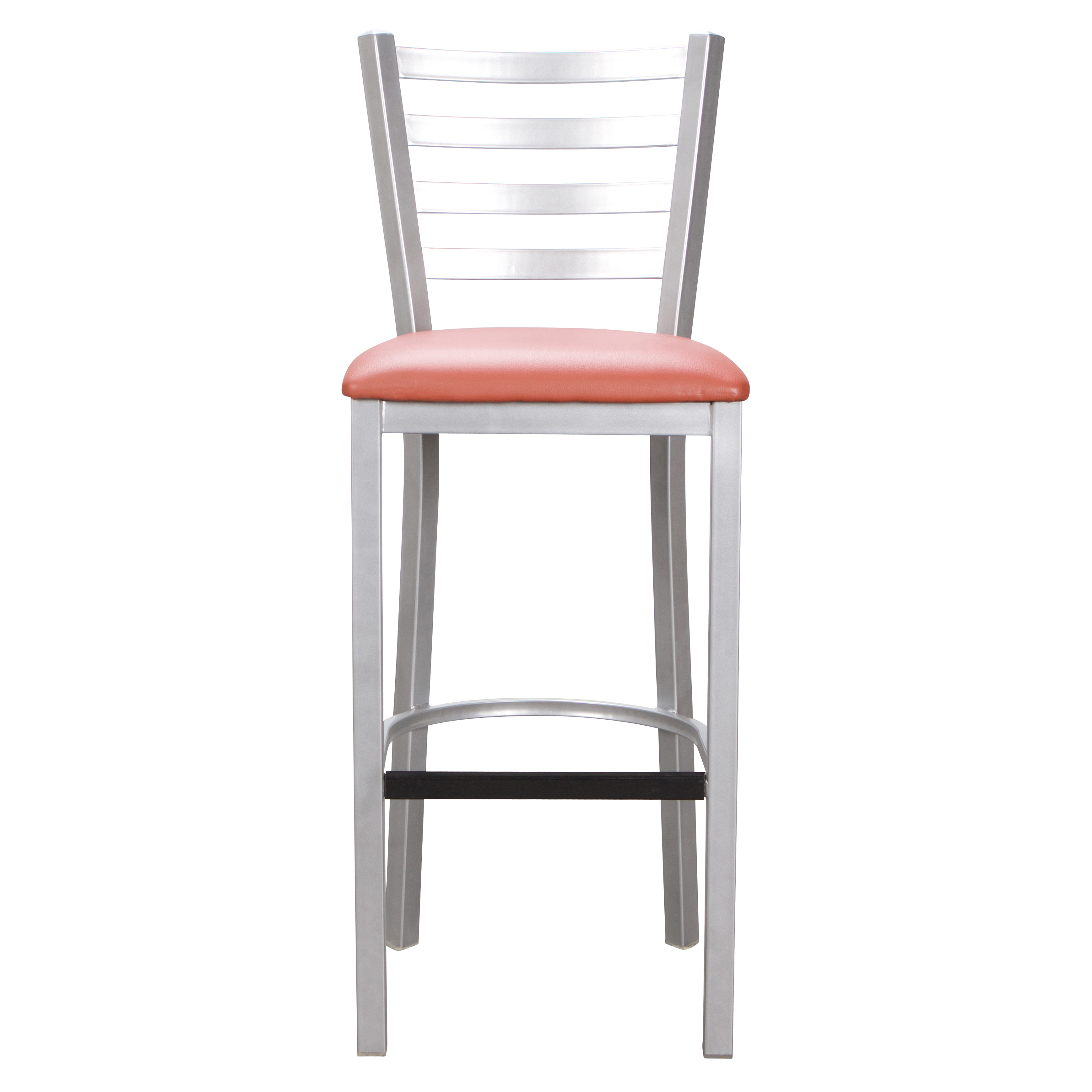 Linon Belmar 30" Indoor Metal Bar Stools, Set of 2, Silver/Rust Faux Leather