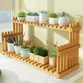 thumbnail image 4 of Estante De Flores De Escritorio, Hermoso Soporte De Mesa De Bambú Para Plantas, Tabla De Drenaje A Rayas Con Espacio Adecuado Para El Hogar, 4 of 7