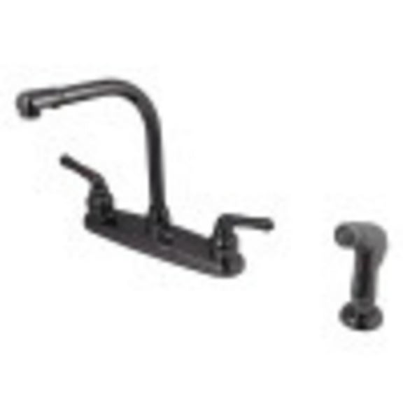 Kingston Brass NB750SP Water Onyx Centerset Kitchen Faucet, Black Stainless Steel