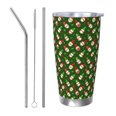 

Ocsxa Gnomes In Caps Pattern 20oz Travel Coffee Mug with Flip Lid Stainless Steel Insulated Insulated Coffee Mug Thermal Cup with Splash Proof Sliding Lid-Straw Three-piece Set