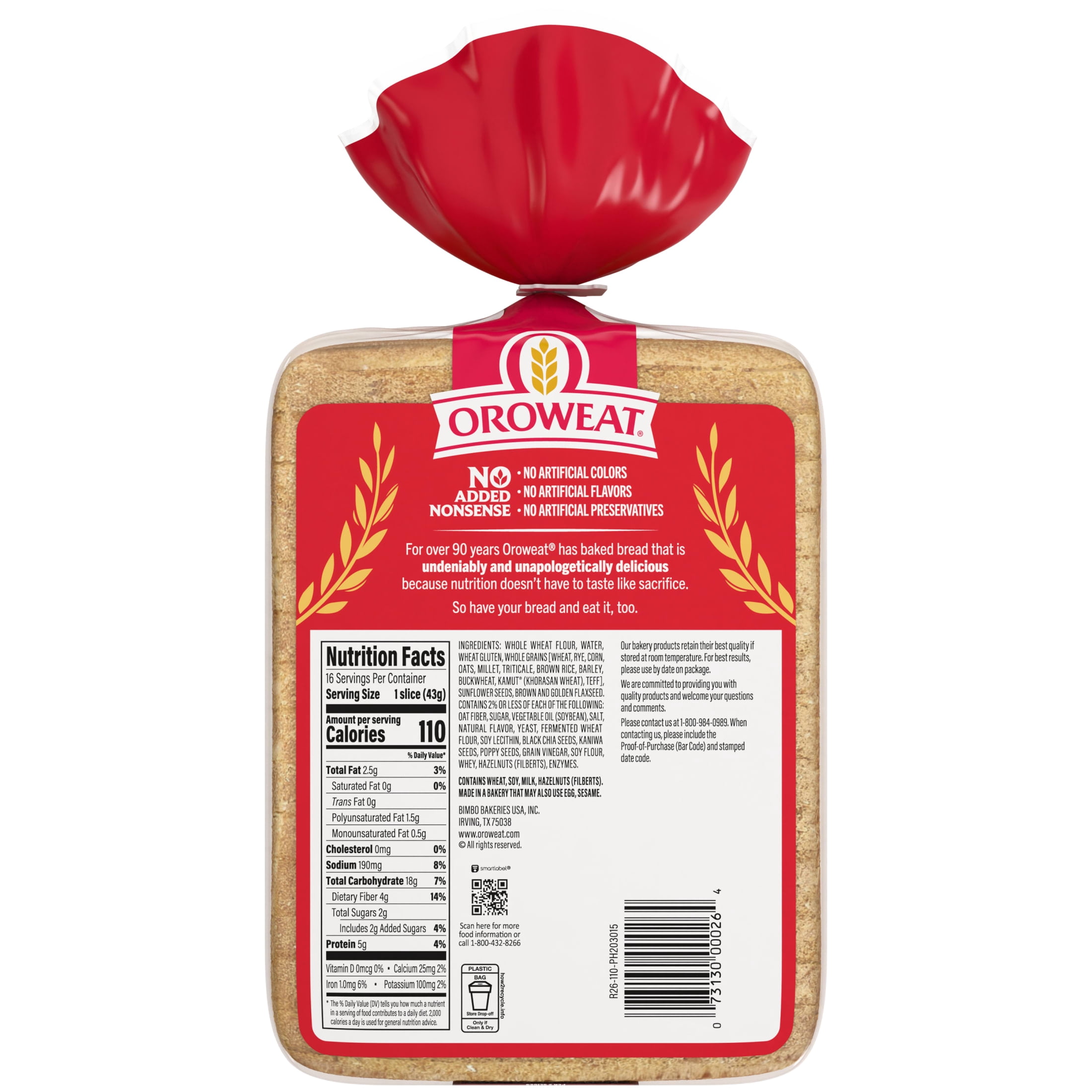 Oroweat 12 Grains & Seeds Bread, 24 oz