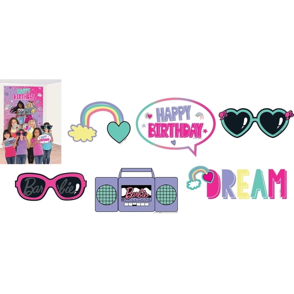 Barbie Dream Together Scene Setter with Jumbo Props (16pc) - Multicolor Paper Party Decor - Perfect for Birthdays, Events & Themed Occasions