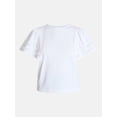 thumbnail image 6 of Time and Tru Women’s Crewneck Top with Lace Inset Flounce Sleeves, Sizes XS-XXXL, 6 of 6