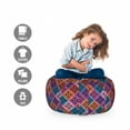thumbnail image 2 of Geometric Storage Toy Bag Chair, Vintage Simplistic Argyle Pattern as Colorful Blocks Ornamented with Flowers, Stuffed Animal Organizer Washable Bag, Large Size, Multicolor, by Ambesonne, 2 of 3