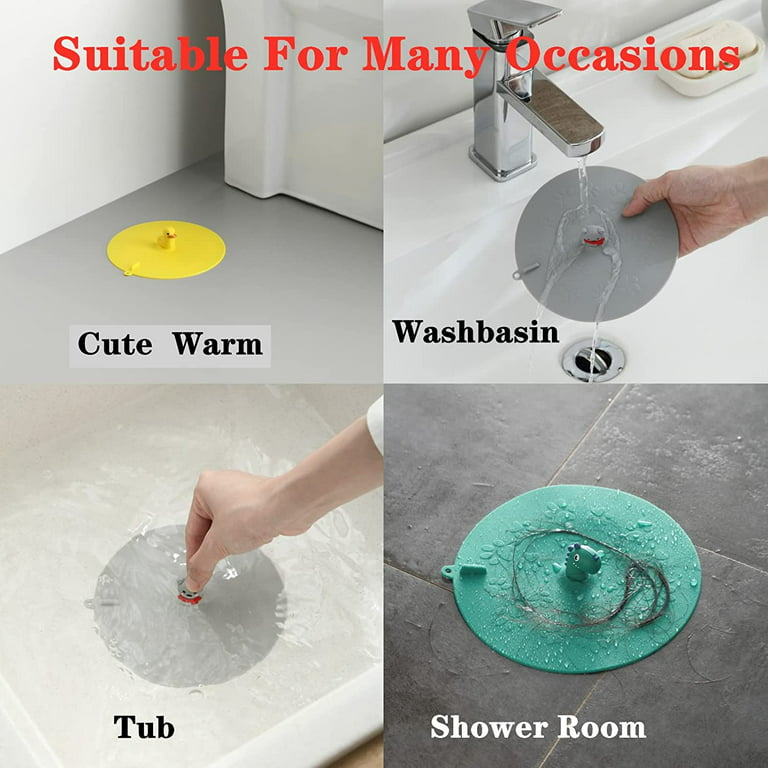 Tub Stopper Silicone Bathtub Stopper.Floor Drain Deodorant Cover Drain  Stopper for Shower.5.9 in Flat Suction Cover Anti-Cockroach,Drain Covers  for