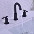 thumbnail image 3 of 2 Handle 8 Inch Brass Bathroom Sink Faucet 3 Hole Widespread with Valve and cUPC Water Supply Hoses, with Overflow Pop Up Drain Assembly, 3 of 6