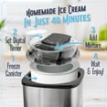 thumbnail image 3 of Nostalgia Helado eléctrico digital de 2 cuartos para helado casero, no requiere sal ni hielo, recipiente para enfriar durante la noche, acero inoxidable, 3 of 5