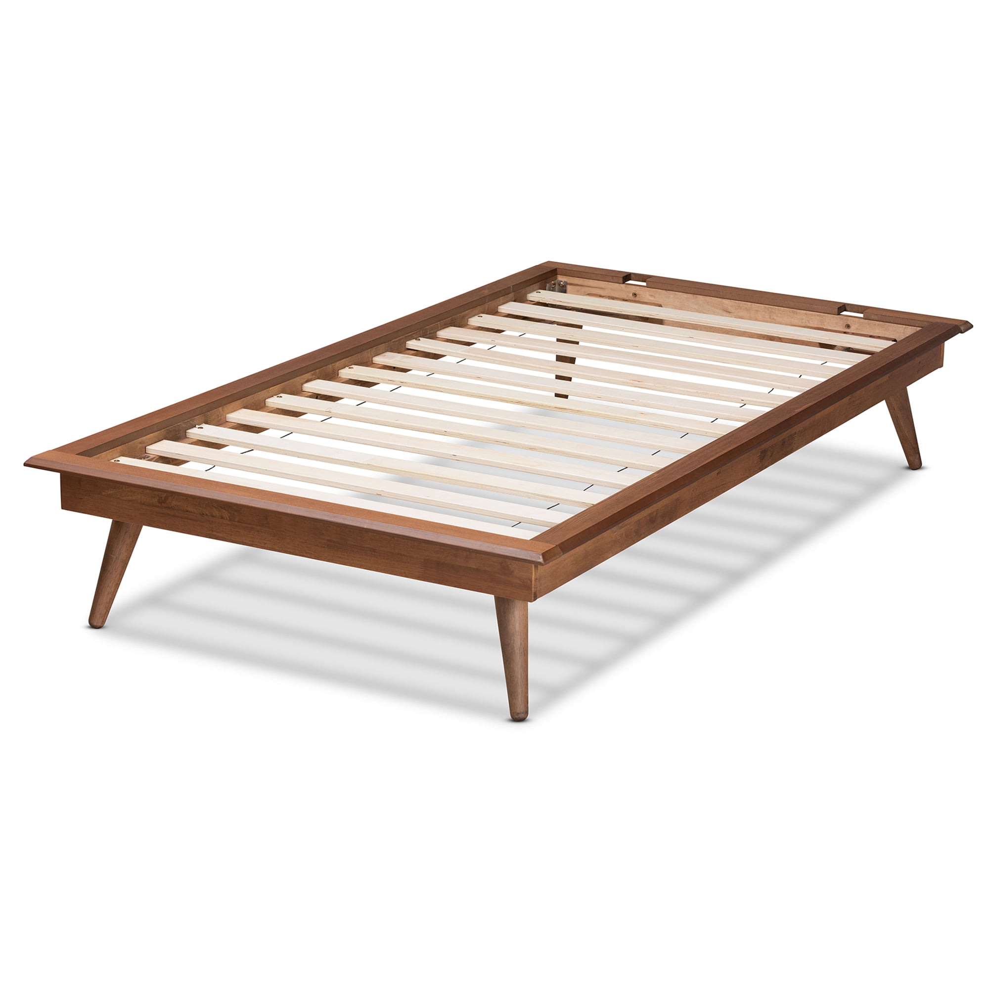Baxton Studio Karine Wood Platform Bed Frame, Twin, Ash Walnut